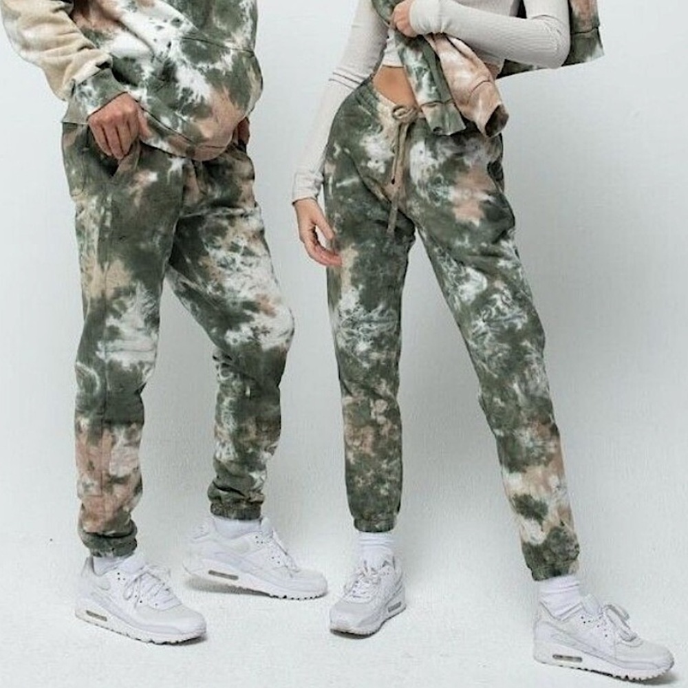 TALENTLESS Tie Dye Collection Jogger Sweatpants 100% Cotton Green Camo Large